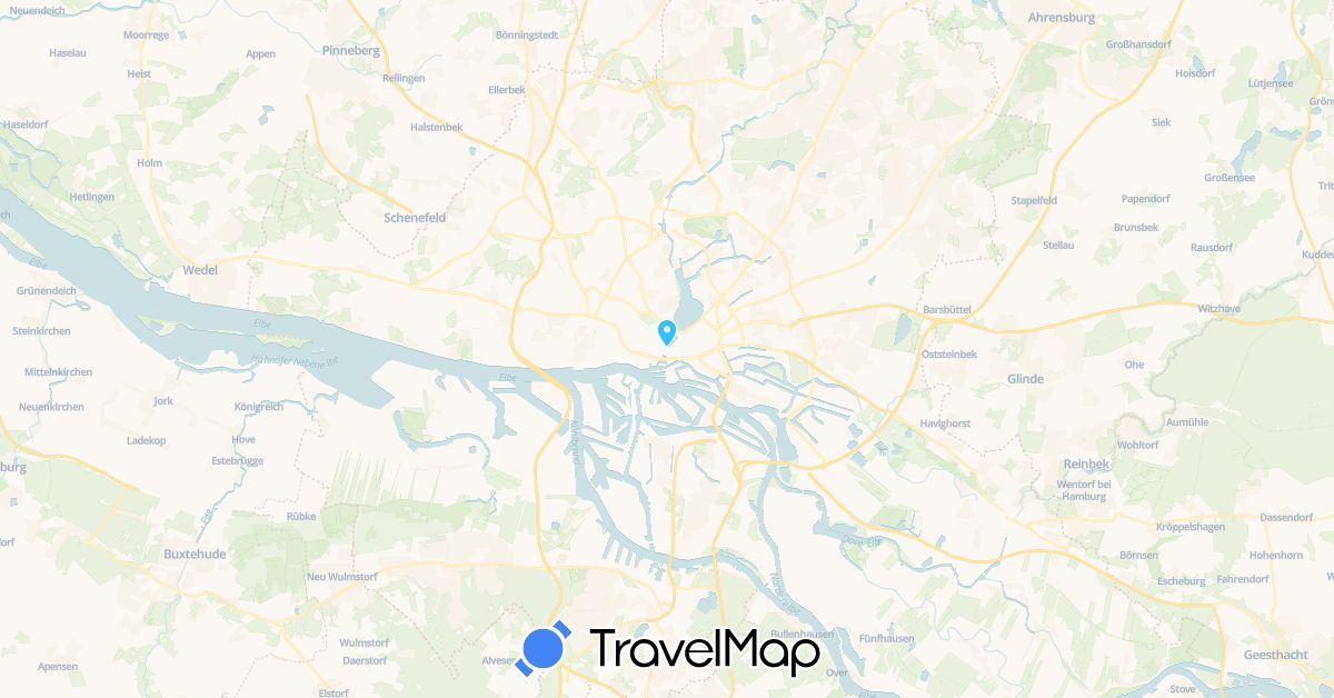 TravelMap itinerary: boat in Germany (Europe)